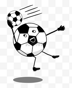踢足球的卡通图片_在踢足球的黑白足球