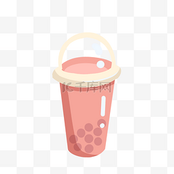 一次性粉色杯子图片_手绘珍珠奶茶插画