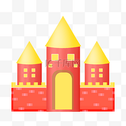 红色城堡素材图片_红色城堡卡通插画