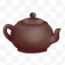 陶瓷茶壶手绘插画