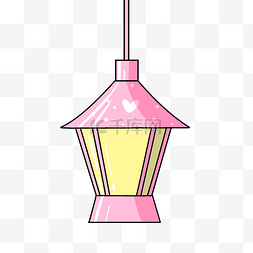 粉色立体吊灯插画