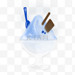 手绘蓝色蓝莓冰淇淋
