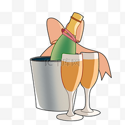 香槟杯卡通图片_情人节爱心香槟插画