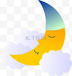 睡帽图片_带睡帽沉睡的黄色月亮