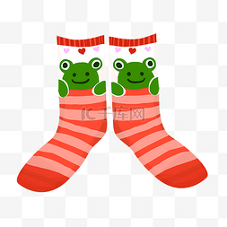 绿色的青蛙图片_儿童用品袜子插画