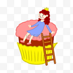 免抠png皇冠图片_手绘卡通蛋糕和少女