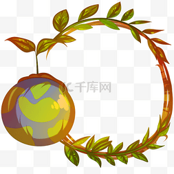 地球圆形边框图片_手绘植树节地球边框