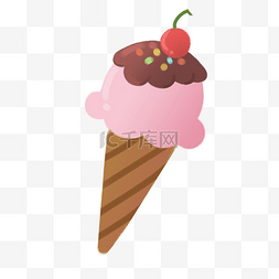 食品节图片_手绘卡通草莓冰激凌