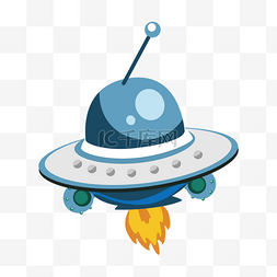 太空宇宙飞船插画图片_蓝色的圆形宇宙飞船插画