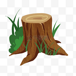 森林树林自然植物图片_植物树桩木头插画
