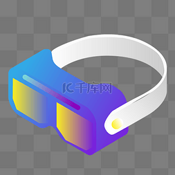 科技卡通宇宙图片_手绘2.5D蓝色vr眼镜插画