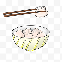 卡通夹筷子图片_创意吃饺子装饰插画