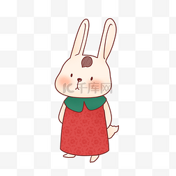 小清新小兔子图片_甜美可爱拟人化草莓服装小兔子