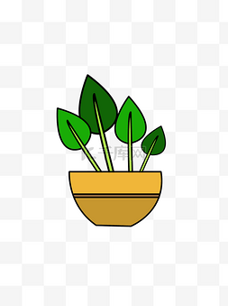 可爱简约创意带盆绿色植物