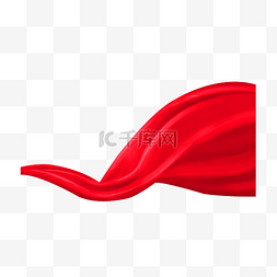 党建红绸红色图片_手绘飘扬的红绸子插画