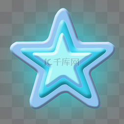 圆角五角星图片_蓝色发着光芒的五角星星