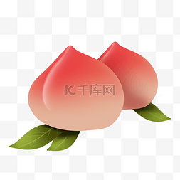 粉色手账素材图片_桃子水果装饰插画