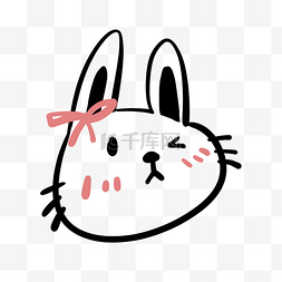 小动物卡通头像图片_蝴蝶结手绘兔子卡通插画