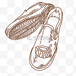 线描西瓜鞋子插画
