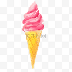 红色冰淇淋图片_夏天红色草莓冰淇淋