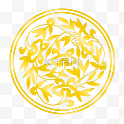 植物花卉花纹图片_手绘插图金色烫金花纹PSD源文件