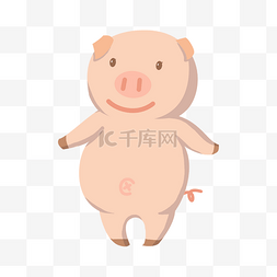手绘粉色的小猪插画
