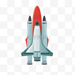 手绘红色火箭图片_红色的科技火箭插画