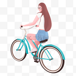 卡通骑单车的女孩