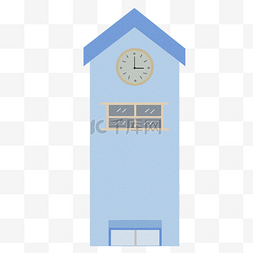 蓝色的房子装饰插画