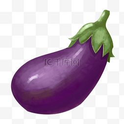 美食海报插画图片_手绘卡通紫色茄子素材元素