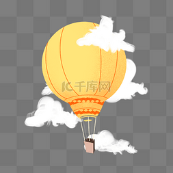 黄色天空图片_热气球云梦幻可爱童话漂亮飞向天