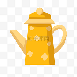 黄色的茶壶手绘插画