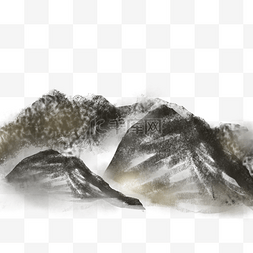 手绘插画山图片_黑白画波浪山峰元素