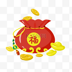 中国风金元宝福袋插画