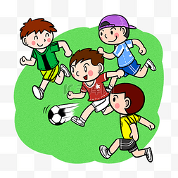 卡通游戏图片_卡通儿童踢足球png透明底