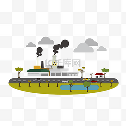 污染环境卡通图片_污染环境的工厂免抠素材
