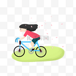 户外减肥图片_骑自行车的小女孩卡通