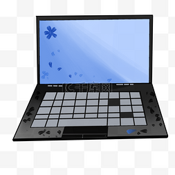 电脑手绘卡通图片_黑色的笔记本电脑插画