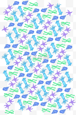 紫色的水母图片_卡通海洋底纹插画