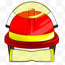 手绘消防器材防火安全帽插画