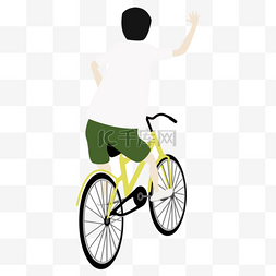 男孩骑自行车卡通图片_右手打开黑色头发男孩设计图