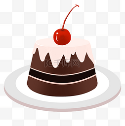 蛋糕图片_红色的樱桃蛋糕插画