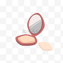 化妆镜样机图片_女性化妆镜和粉扑PNG