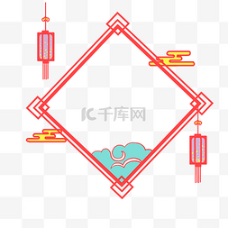 新年边框方形灯笼图片_方形的中国风边框