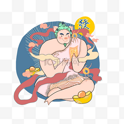 元宝财神金猪图片_财神春节神仙佛祖发财招财元宝PNG