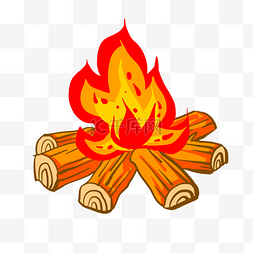 手绘燃烧的木材插画