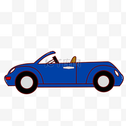 蓝色的汽车手绘插画