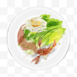 美食青菜鸡蛋手绘插画