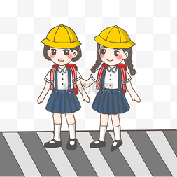 交通安全小学生过马路PNG