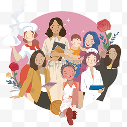 家庭妇女素描图片_妇女职业3月8日各行各业精英女王